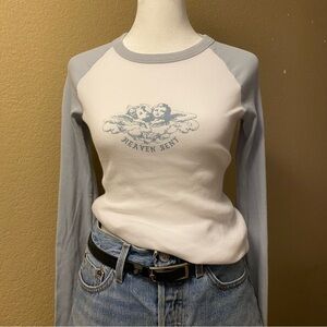 Brandy Melville Blue & White Ribbed Top